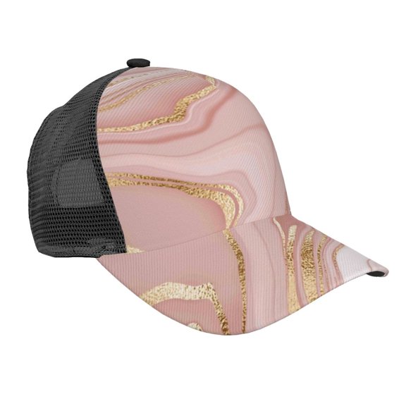 Picia Rose Gold Glitter Splatter Pattern Trucker Hat,Baseball Cap,Sun Protection Cap,Stylish Headwear,Leisure Cap,Outdoor Sports Cap