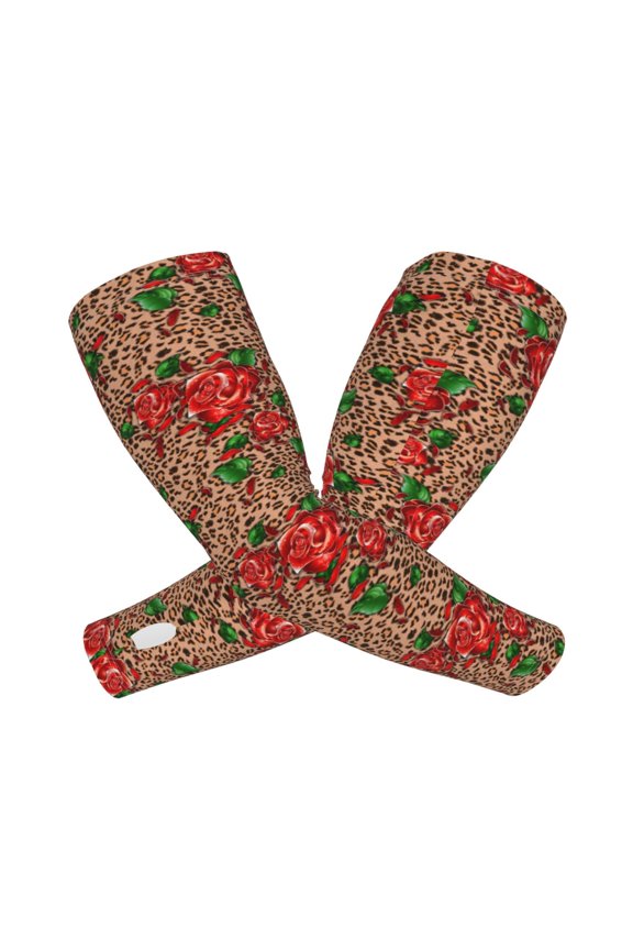 Rose Mix Leopard 1 Arm Sleeves for Men and Women - Tattoo Cover Up UPF 50+ Cooling Sports Sleeve for Basketball Golf Football-One Size