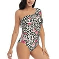 thumbnail image 1 of Picia Rose Mix Leopard 3 Pattern Women's One Piece Swimsuits,One Shoulder Swimwear Asymmetric ,Ruffle Monokinis Bathing Suits,High Waisted Flattering Bathing Suits-Large, 1 of 8