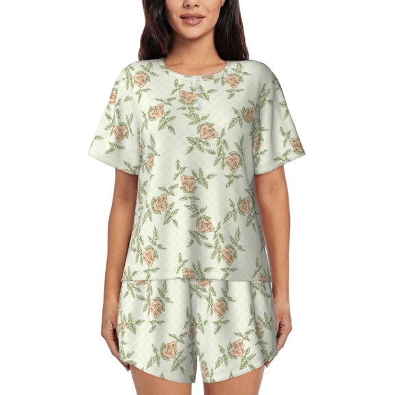 Picia Rose Pajamas Sets for Women Soft Short-Sleeved Pjs with Lounge Shorts Two Piece Sleepwear-