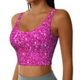 thumbnail image 1 of Picia Rose Red Glitter Sports Bra for Women,Padded Strappy Sports Bras Medium Support Yoga Bra with Removable Cups,Running Yoga Bra-Large, 1 of 9