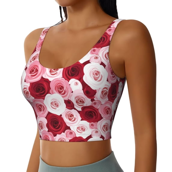 Picia Rose Sports Bra for Women,Padded Strappy Sports Bras Medium Support Yoga Bra with Removable Cups,Running Yoga Bra-X-Large