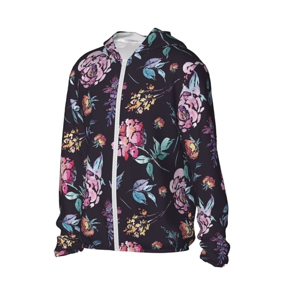 Picia Roses Flowers Women's Men's UPF 50+ Sun Protection Hoodie Shirt Long Sleeve SPF Fishing Outdoor UV Hiking Lightweight Shirts-XX-Large