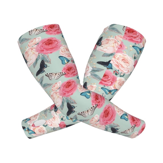 Picia Roses and Butterflies Arm Sleeves for Men and Women - Tattoo Cover Up UPF 50+ Cooling Sports Sleeve for Basketball Golf Football-One Size