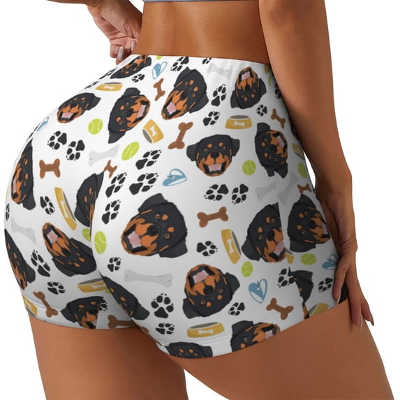 Picia Rottweiler Printed Workout Shorts for Women Seamless Scrunch Butt Lifting High Waisted Yoga Gym Booty Running Moisture-wicking Short Pants-Small