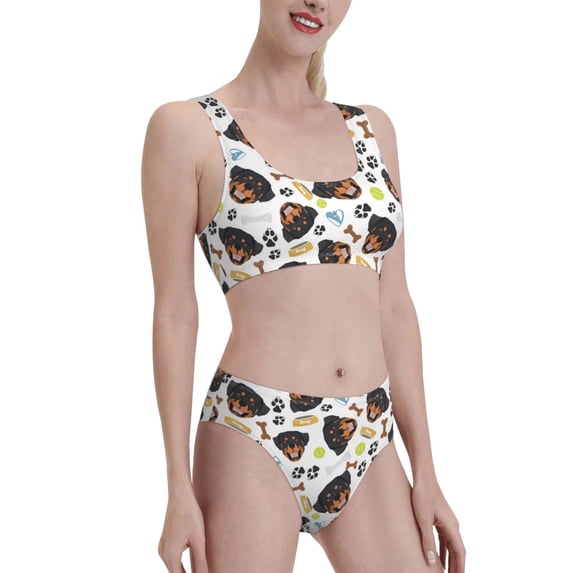 Picia Rottweiler Women's High Waisted Bikini Scoop Neck Swimsuit Two Pieces Bathing Suit-XX-Large