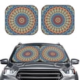 thumbnail image 1 of Picia Round Mandala 2 Piece Car Windshield Sun Shade Foldable | Foldable Sun Shield for Front Window Blocks UV Rays and Keeps Your Vehicle Cool-Small, 1 of 7
