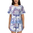 thumbnail image 1 of Picia Round Snow Merry Christmas Pajamas Sets for Women Soft Short-Sleeved Pjs with Lounge Shorts Two Piece Sleepwear-XX-Large, 1 of 9