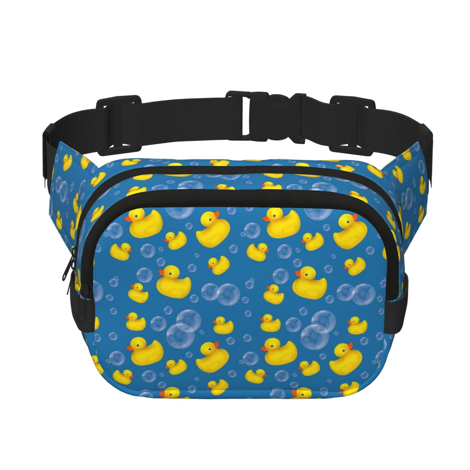 Picia Rubber Duck Print Square Double-Layer Waist Bag Mini Adjustable Waist Belt Bag Exercise Running Travel Hiking