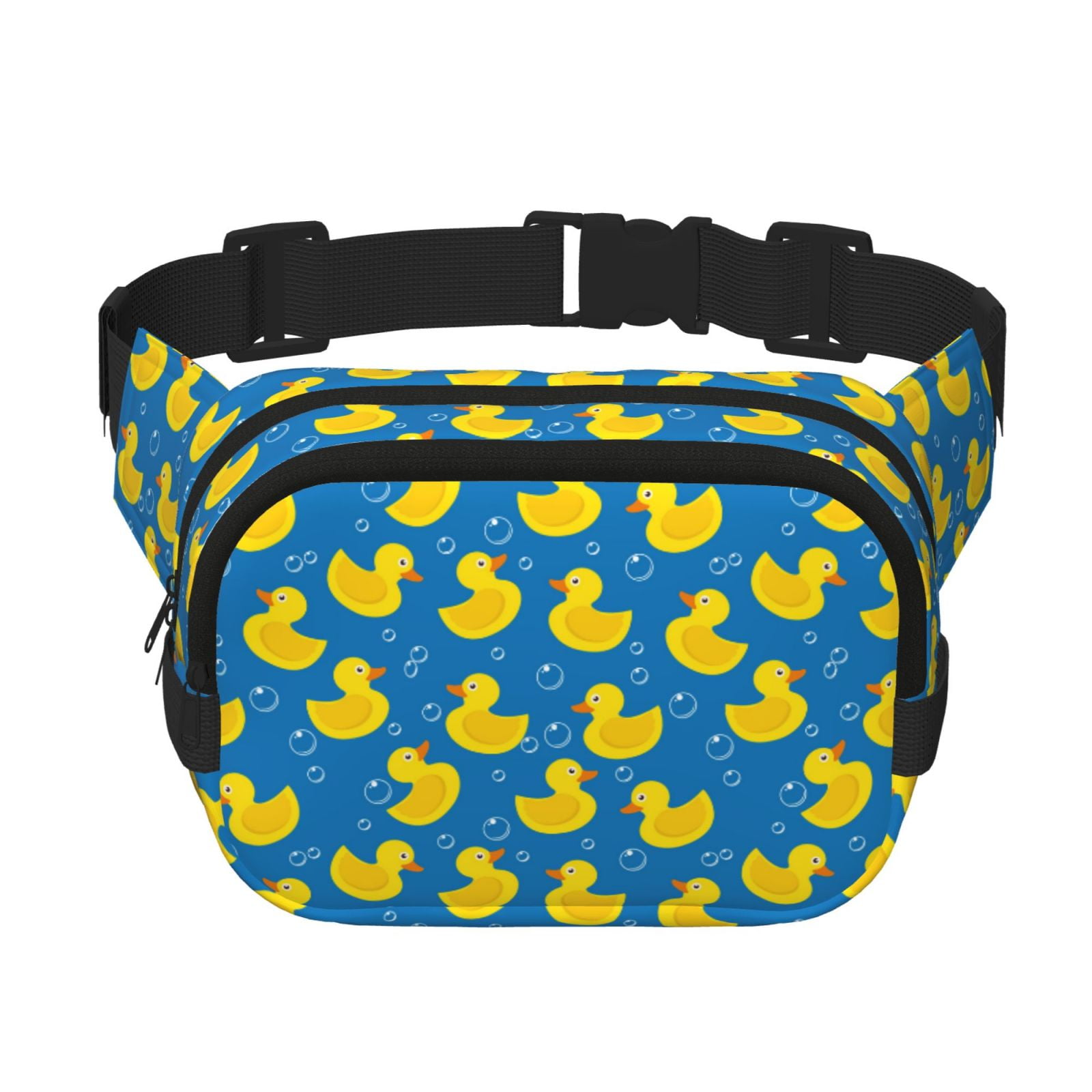 Picia Rubber Duck Print Square Double-Layer Waist Bag Mini Adjustable Waist Belt Bag Exercise Running Travel Hiking