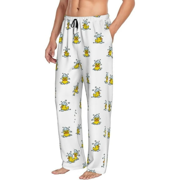 Picia Rubber Duck Showe Mens Soft Woven Cotton Elastic Waistband Sleep Pajama Pant Lounge Sleep Pant With Pockets And Drawstring-Small