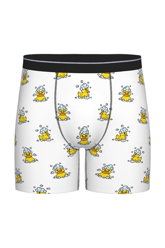 Rubber Duck Showe Pattern Men's Athletic Long Leg Briefs , Performance Stretch Underwear，Moisture-Wicking