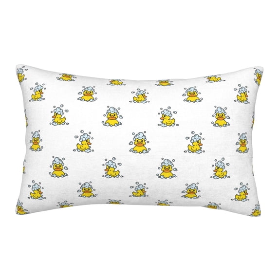 Picia Rubber Duck Showe Pattern Plush Pillow Case – Soft and Cozy Cushion Cover, Hypoallergenic Throw Pillow Case for Home Decor-14"x20"