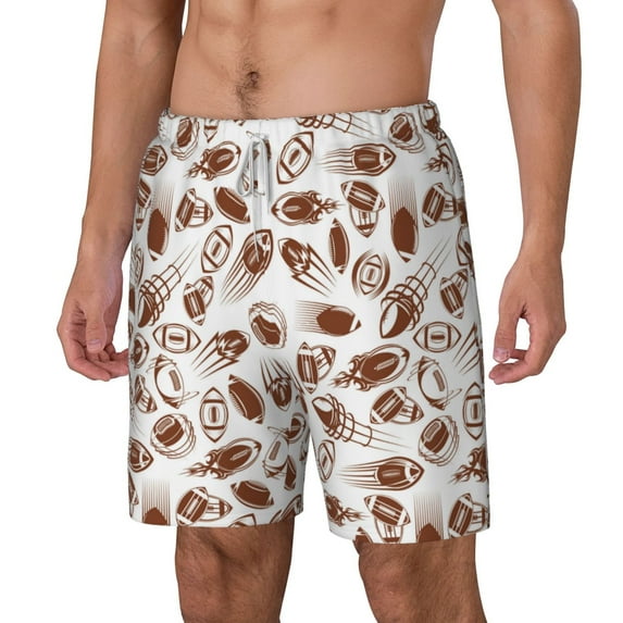 Picia Rugby Style pattern Mens Swim Trunks with Compression Liner Stretch Beach Shorts Quick Dry with Zipper Pockets No-Chafing Board Shorts-Medium