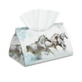 thumbnail image 1 of Picia Running White Horses Pattern Long Tissue Box Cover,PVC Leather Triangle Holder,Tissue Box Holder with Magnetic Bottom,Facial Paper Organizer Dispenser-7.9"X4.9"X4.5", 1 of 9