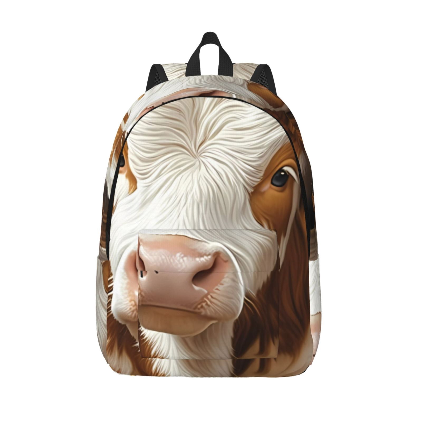 Picia Rustic Cow Butterflies Champagne Printed Canvas Daypack - Stylish and Durable Vintage Compact Backpack - Class, Work, Travel, or Laptop Bookbag,Organized Compartments-Small