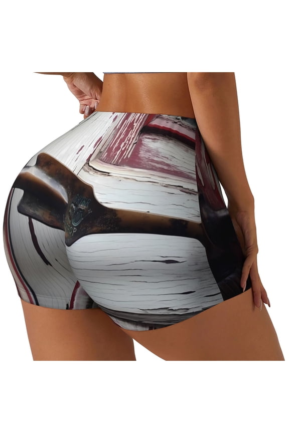 Rustic Door Handle Closeup Printed Workout Shorts for Women Seamless Scrunch Butt Lifting High Waisted Yoga Gym Booty Running Moisture-wicking Short Pants-Medium