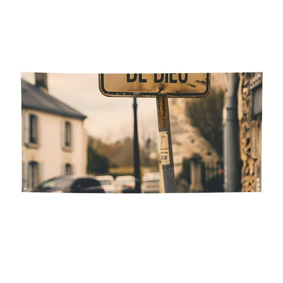 Picia Rustic French Signpost Pattern Party Banner, Festive Decoration, Holiday Banner, Celebration Decor, Event Banner, Reusable Party Banner-Small