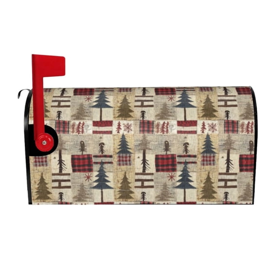 Picia Rustic Plaid Forest Lodge Magnetic Mailbox Cover Standard Size-25.5x21 in
