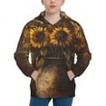 thumbnail image 1 of Picia Rustic Sunflower Bouquet Pattern Youth Hoodie - Warm Pullover Sweatshirt with Kangaroo Pocket, Ideal for Boys and Girls-X-Large, 1 of 6