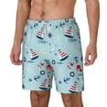 thumbnail image 1 of Picia Sailboats Anchors pattern Mens Swim Trunks with Compression Liner Stretch Beach Shorts Quick Dry with Zipper Pockets No-Chafing Board Shorts-Small, 1 of 1