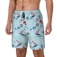 thumbnail image 1 of Picia Sailboats Anchors pattern Mens Swim Trunks with Compression Liner Stretch Beach Shorts Quick Dry with Zipper Pockets No-Chafing Board Shorts-, 1 of 9
