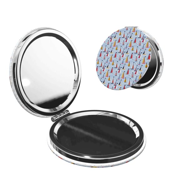 Picia Sailboats And Seagulls for Compact Vanity Mirror , Travel Makeup Mirror , Portable Magnifying Cosmetic Mirror for Daily, Work, Business-Round Shape