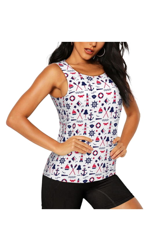 Sailing Marine Travel Pattern Women's Workout Tank Top,Breathable Activewear,Slim Fit Athletic Top,Versatile Workout Moisture-wicking top-X-Large