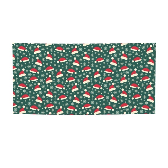 Picia Santa Hat Joy Green Festive Pattern Party Banner, Festive Decoration, Holiday Banner, Celebration Decor, Event Banner, Reusable Party Banner-Small
