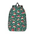 thumbnail image 1 of Picia Santa Hat Joy Green Festive Printed Canvas Daypack - Stylish and Durable Vintage Compact Backpack - Class, Work, Travel, or Laptop Bookbag,Organized Compartments-Medium, 1 of 6