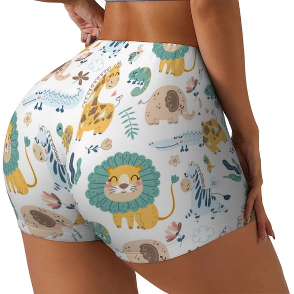 Picia Scandinavian Africa Printed Workout Shorts for Women Seamless Scrunch Butt Lifting High Waisted Yoga Gym Booty Running Moisture-wicking Short Pants-Small