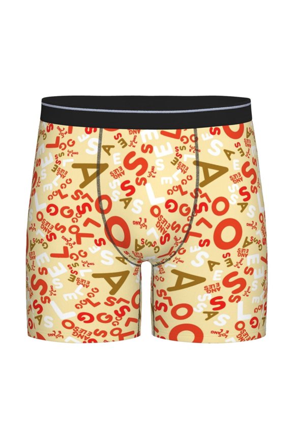 Scandinavian Alphabet2 Pattern Men's Athletic Long Leg Briefs , Performance Stretch Underwear,Moisture-Wicking