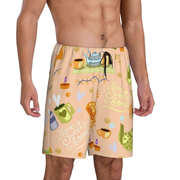 Picia Scandinavian Style Hygge Pajama Shorts for Men, Men's Pajama Bottoms, Sleepwear,Short Pajama Pants-Small