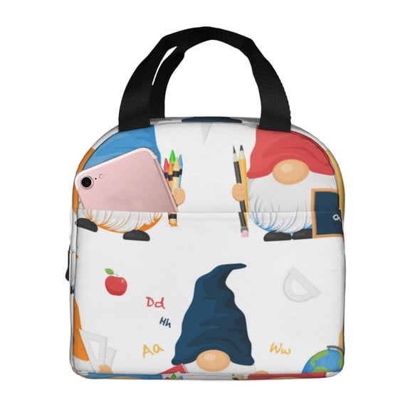Picia School Cute Gnomes Printed Lunch box Lunch bag for Men Women Large Capacity Lunchbox Reusable Lunch Bags Insulated Lunch Bag Lunch Box Cooler