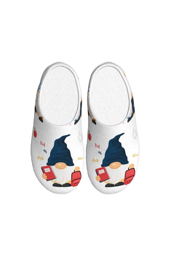 School Cute Gnomes for Women's Lamb-hug Comfy Fleece House Slippers Memory Foam, Slip-on House Shoes Indoor Outdoor-35/36