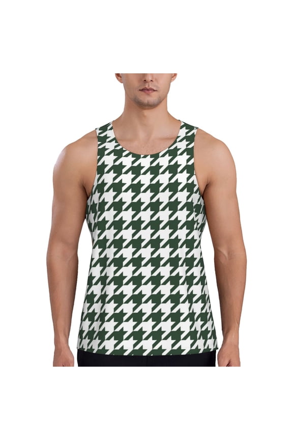 Scottish Checkered Printed Men’s Performance Tank, Men's Workout Tank Top Moisture-Wicking Tank Top Muscle tee, Breathable Workout Shirt-Medium