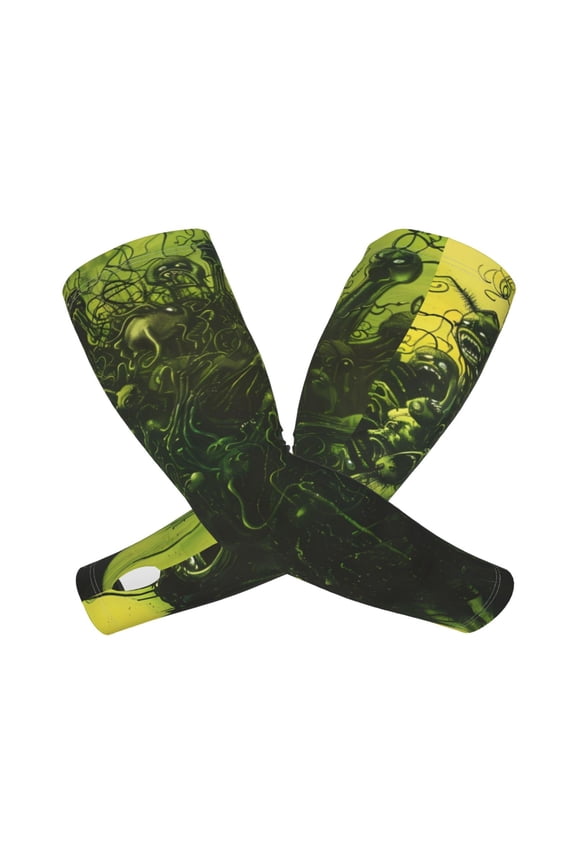 Screaming Horror Art Arm Sleeves for Men and Women - Tattoo Cover Up UPF 50+ Cooling Sports Sleeve for Basketball Golf Football-One Size