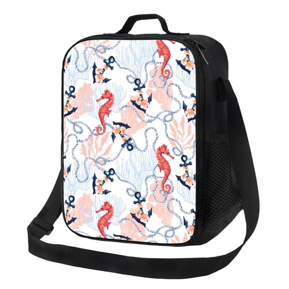 Picia Sea Horse And Corals Lunch box Lunch bag for men women Large capacity Lunchbox Reusable Lunch bags Insulated Lunch bag Lunch box cooler