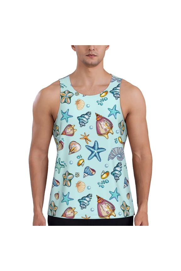 Sea Shells 2 Printed Men’s Performance Tank, Men's Workout Tank Top Moisture-Wicking Tank Top Muscle tee, Breathable Workout Shirt-XX-Large