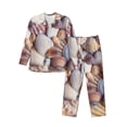 thumbnail image 1 of Picia Sea Shells Pattern Men’s Long-Sleeve Sleepwear Set - Soft 2-Piece Loungewear with Pockets, Comfy PJs for Relaxing Nights-Medium, 1 of 7
