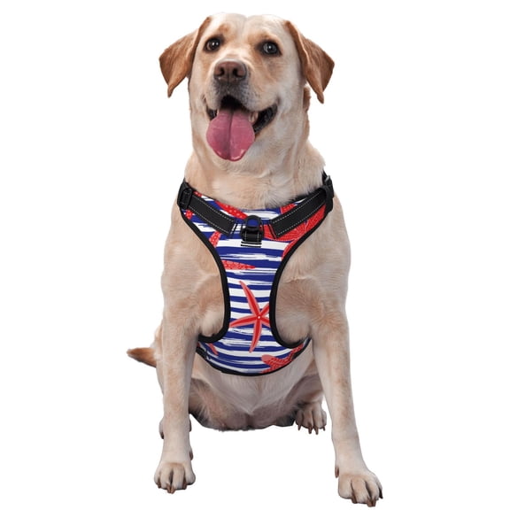 Picia Sea Stars No-Pull Dog Harness Reflective Front Clip Vest with Handle,Step-in Air Dog Harness,Adjustable 2 Metal Rings 4 Buckles,Easy to Put on & Take Off Small