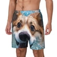 thumbnail image 1 of Picia Sea Swimming Corgi pattern Mens Swim Trunks with Compression Liner Stretch Beach Shorts Quick Dry with Zipper Pockets No-Chafing Board Shorts-XX-Large, 1 of 9