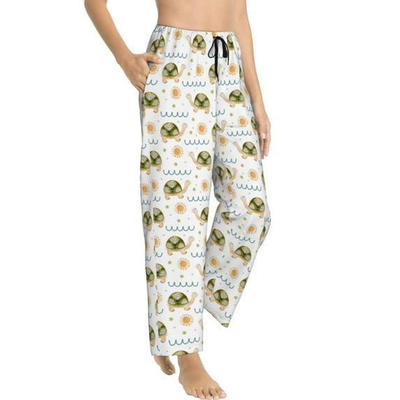 Picia Sea Turtle Basking in the Sun Womens Soft Woven Cotton Elastic Waistband Sleep Pajama Pant Lounge Sleep Pant With Pockets And Drawstring-Large