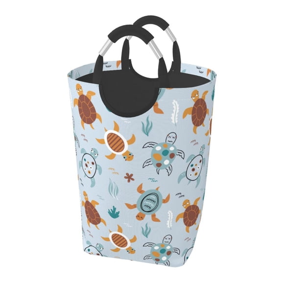 Picia Sea Turtle Laundry Basket With Handles Laundry Hamper Toys Storage Organizer Foldable Bucket Washing Bin Dirty Clothes Bag For Home Bathroom Bedroom Dorm