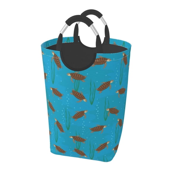 Picia Sea Turtle Laundry Basket With Handles Laundry Hamper Toys Storage Organizer Foldable Bucket Washing Bin Dirty Clothes Bag For Home Bathroom Bedroom Dorm