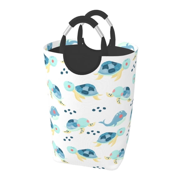 Picia Sea Turtle Laundry Basket With Handles Laundry Hamper Toys Storage Organizer Foldable Bucket Washing Bin Dirty Clothes Bag For Home Bathroom Bedroom Dorm