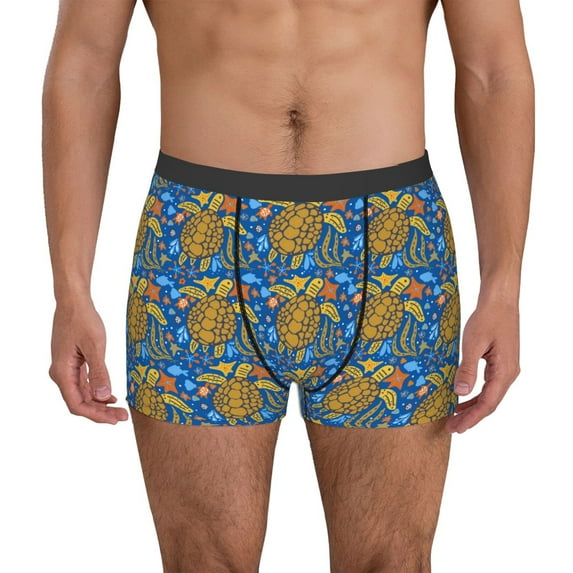 Picia Sea Turtle Pattern Men’s Boxer Briefs – Soft & Breathable Underwear, Stretchy & Comfortable Fit, Supportive Pouch Design, Moisture-Wicking-Large