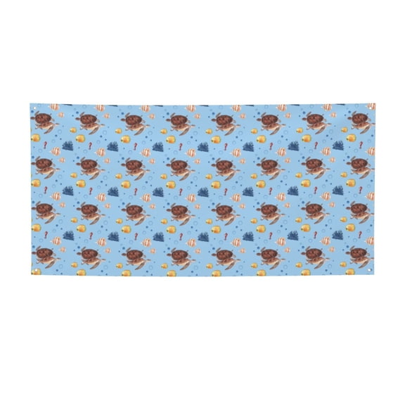Picia Sea Turtle Pattern Party Banner, Festive Decoration, Holiday Banner, Celebration Decor, Event Banner, Reusable Party Banner-Medium
