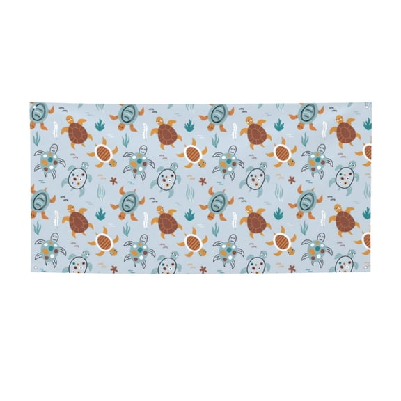 Picia Sea Turtle Pattern Party Banner, Festive Decoration, Holiday Banner, Celebration Decor, Event Banner, Reusable Party Banner-Medium