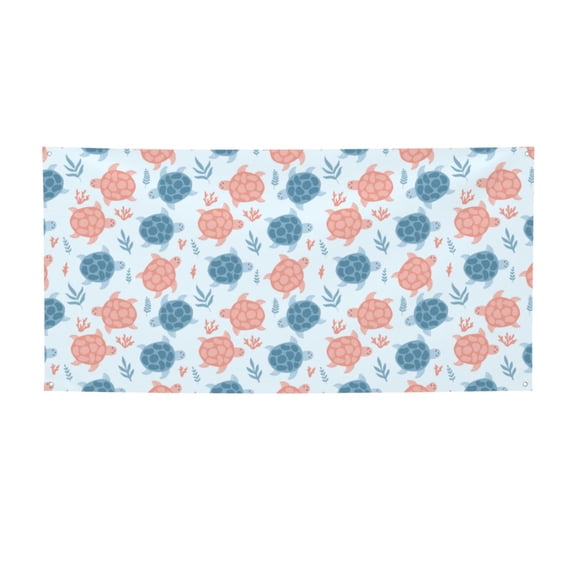 Picia Sea Turtle Pattern Party Banner, Festive Decoration, Holiday Banner, Celebration Decor, Event Banner, Reusable Party Banner-Medium